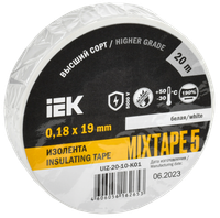 Изолента ПВХ белая 19мм 20м (IEK) UIZ-20-10-K01