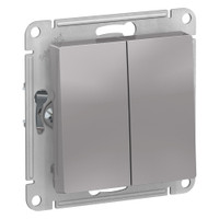 Переключатель двухклавишный ATLASDESIGN схема 6 10АХ механизм алюминий (Systeme Electric) ATN000365