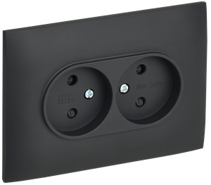 SKANDY Розетка 2-местная без заземления с защитными шторками 10А в сборе SK-R09G графит IEK (IEK) SK-R23-10-K53-F