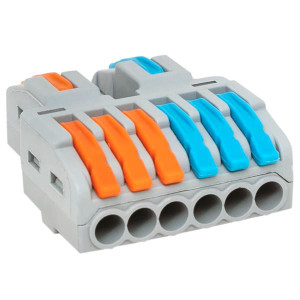 Строительно-монтажная клемма СМК 222-426 разветвительная 6 выходов 0,08-4 мм2 EKF (EKF) plc-smk-422-6