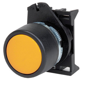 Кнопка плоская прозрачная без фиксации желтая (DKC) ABHLR3