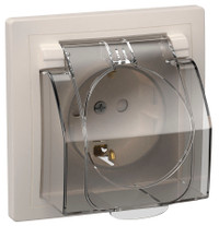 KVARTA Розетка с заземлением с защитными шторками с крышкой IP44 16А кер РСбш11-3-ККБ-44 белый GENERICA (IEK) ERK71-K01-10-DM-44