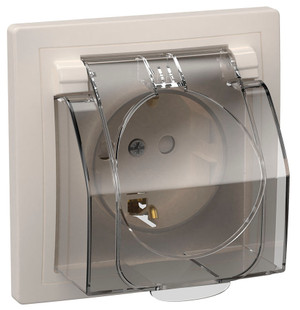 KVARTA Розетка с заземлением с защитными шторками с крышкой IP44 16А кер РСбш11-3-ККБ-44 белый GENERICA (IEK) ERK71-K01-10-DM-44