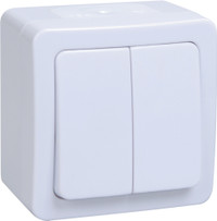 Гермес PLUS Выключатель двухклавишный ВС20-2-0-ГПБ наружный IP54 (IEK) EVMP20-K01-10-54-EC