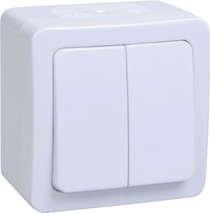 Гермес PLUS Выключатель двухклавишный ВС20-2-0-ГПБ наружный IP54 (IEK) EVMP20-K01-10-54-EC