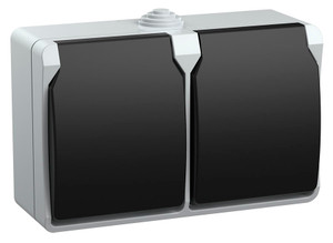 ФОРС Розетка двойная наружная с заземлением с крышкой IP54 (IEK) ERS22-K03-16-54-DC