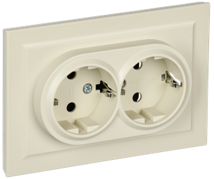 BRITE Розетка двойная с заземлением с защитными шторками 16А в сборе РСш12-3-БрКр бежевый (IEK) BR-R24-16-K10-F