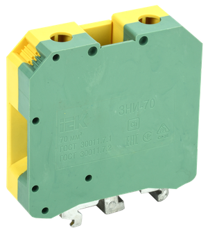 Клемма ЗНИ-70 мм.кв. ЗЕМЛЯ желто-зеленая (IEK) YZN20-070-K52
