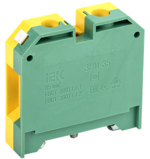 Клемма ЗНИ-35 мм.кв. ЗЕМЛЯ желто-зеленая (IEK) YZN20-035-K52