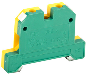Клемма ЗНИ-6 мм.кв. ЗЕМЛЯ желто-зеленая (IEK) YZN20-006-K52