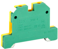 Клемма ЗНИ-4 мм.кв. ЗЕМЛЯ желто-зеленая (IEK) YZN20-004-K52