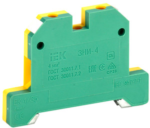 Клемма ЗНИ-4 мм.кв. ЗЕМЛЯ желто-зеленая (IEK) YZN20-004-K52