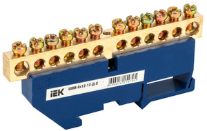 Шина N ноль на DIN-изолятор ШНИ-8х12-12-Д-С (IEK) YNN10-812-12D-K07