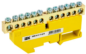 Шина PE земля на DIN-изоляторах ШНИ-8х12-12-Д-Ж (IEK) YNN10-812-12D-K05
