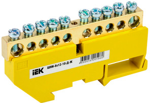 Шина PE земля на DIN-изоляторах ШНИ-8х12-10-Д-Ж (IEK) YNN10-812-10D-K05