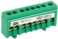 Шина PE земля корпусный изолятор на DIN-рейку ШНИ-6х9-8-К-З (IEK) YNN10-69-8KD-K06