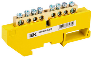 Шина PE земля на DIN-изоляторах ШНИ-6х9-8-Д-Ж (IEK) YNN10-69-8D-K05