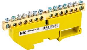 Шина PE земля на DIN-изоляторах ШНИ-6х9-14-Д-Ж (IEK) YNN10-69-14D-K05