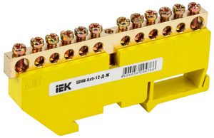 Шина PE земля на DIN-изоляторах ШНИ-6х9-12-Д-Ж (IEK) YNN10-69-12D-K05