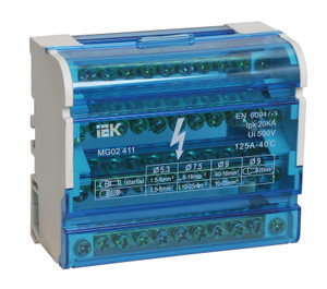Шина на DIN-рейку в корпусе (кросс-модуль) 3L+PEN 4х11 (IEK) YND10-4-11-125