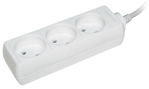 Удлинитель бытовой 3 розетки шнур 5м без заземления 10А (IEK) WYP10-06-03-05-N