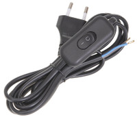 Шнур УШ-1КВ с выключателем 2м ПВС 2х0.75 6А черный (IEK) WUP20-02-K02