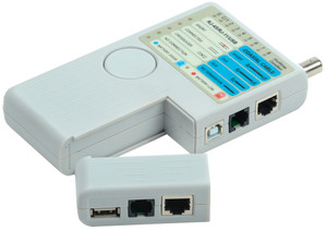 Тестер для витой пары 4в1 RJ45/RJ11/BNC/USB с элементом питания (ITK) WH3468