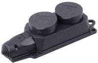 ОМЕГА Розетка каучук двойная с защитными крышками IP44 (IEK) PKR62-016-2-K02