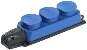 Розетка трехместная ОМЕГА IP44 синяя РБ33-1-0м (IEK) PKR61-016-2-K07