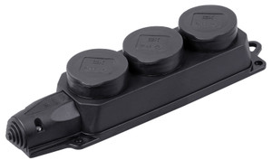 ОМЕГА Розетка каучук тройная с защитными крышками IP44 (IEK) PKR61-016-2-K02