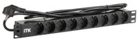 Блок розеток PDU 9 розеток DIN49440 1U шнур 2м вилка и DIN49441 профиль из ПВХ черный (ITK) PH22-9D1-P