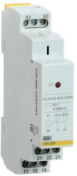 Реле промежуточное OIR 2 конт (8А). 48 В AC/DC (ONI) OIR-208-ACDC48V