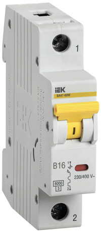Выключатель автоматический ВА47-60M 1Р 16А 6кА B (IEK) MVA31-1-016-B