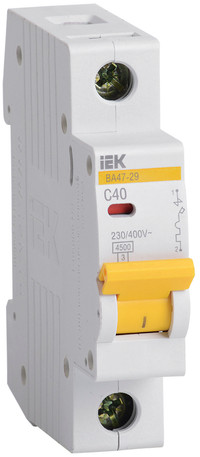 Выключатель автоматический однополюсный 40А C ВА47-29 4.5кА (IEK) MVA20-1-040-C