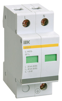 Ограничитель перенапряжений ОПС1-C 2P 20кА 400В (IEK) MOP20-2-C