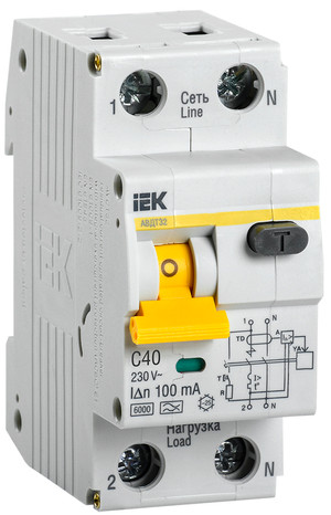 Выключатель автоматический дифференциальный 32 C40 100мА (IEK) MAD22-5-040-C-100