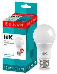 Лампа светодиодная A60 груша 12Вт 24-48В 4000К E27 IEK (IEK) LLE-A60-12-24-48-40-E27
