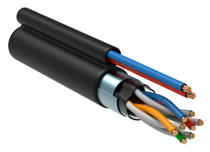 Витая пара F/UTP кат 5е 4 пары 24AWG solid LDPE + каб пит 2x0.75мм кв чер 305м (ITK) LC3-C5E04-379