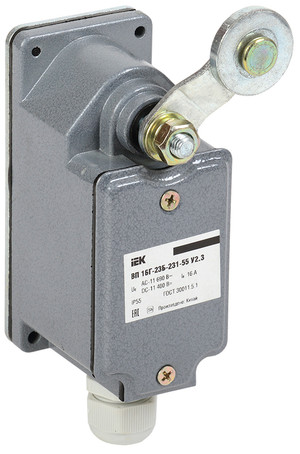 Выключатель концевой ВП 16Г-23Б-231-55 У2.3, рычаг с роликом, ход вправо, cамовозврат, 1з+1р, IP55 (IEK) KV-1-16-1