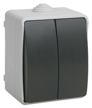 ФОРС Выключатель двухклавишный наружный IP54 (IEK) EVS20-K03-10-54-DC