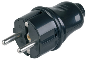 Евровилка прямая черная 16 А (IEK) EVP10-16-01-K02