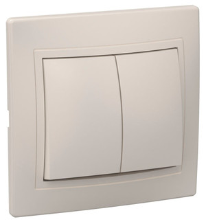 KVARTA Выключатель 2-клавишный 10А ВС10-2-0-ККм кремовый GENERICA (IEK) EVK20-K33-10-DM