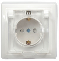 KVARTA Розетка с заземлением с защитными шторками с крышкой IP44 16А кер РСбш10-3-ККБ-44 белый GENERICA (IEK) ERK70-K01-10-DM-44