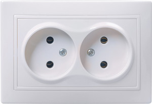 KVARTA Розетка 2-местная без заземления без защитных шторок 10А РС12-2-КБ белый GENERICA (IEK) ERK23-K01-10-DM