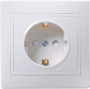 KVARTA Розетка 1-местная с заземлением с защитными шторками 16А РСш10-3-КБ белый GENERICA (IEK) ERK11-K01-16-DM