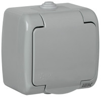 AQUATIC Розетка 1-ая с з/к откр. уст. 16А IP54    РСш12-2-А (IEK) ERA12-K03-16-54