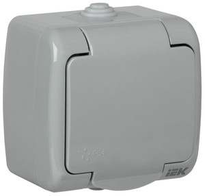 AQUATIC Розетка 1-ая с з/к откр. уст. 16А IP54    РСш12-2-А (IEK) ERA12-K03-16-54