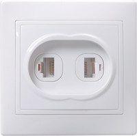 KVARTA Розетка 2-местная RJ11+RJ45 кат.5е РК/Т12-КБ белый GENERICA (IEK) EIK10-K01-DM