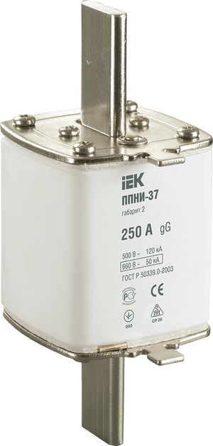 Плавкая вставка предохранителя ППНИ-37, габарит 2, 250А (IEK) DPP40-250