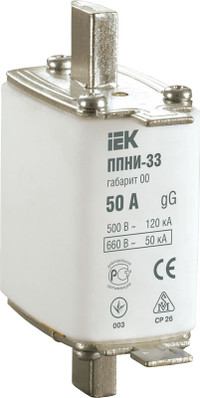 Плавкая вставка предохранителя ППНИ-33, габарит 00, 25А (IEK) DPP10-025
